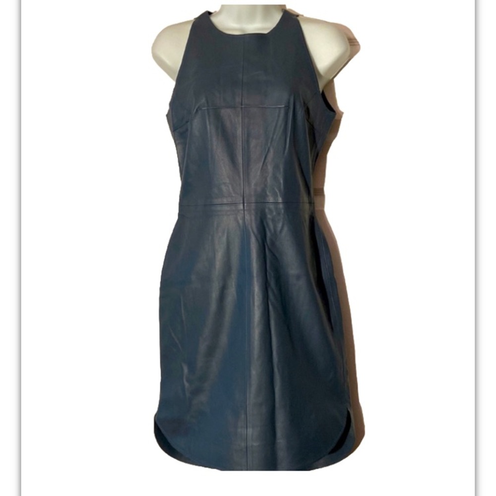 Aeron 100% Leather Bodycon Grey Sleeveless Dress sz 6 Budapest